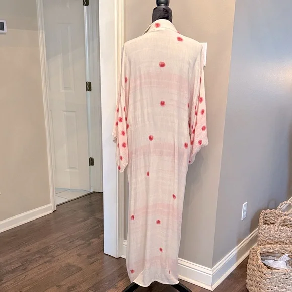 Free People Pink and Cream Polka Dot Kimono - Picture 4 of 5